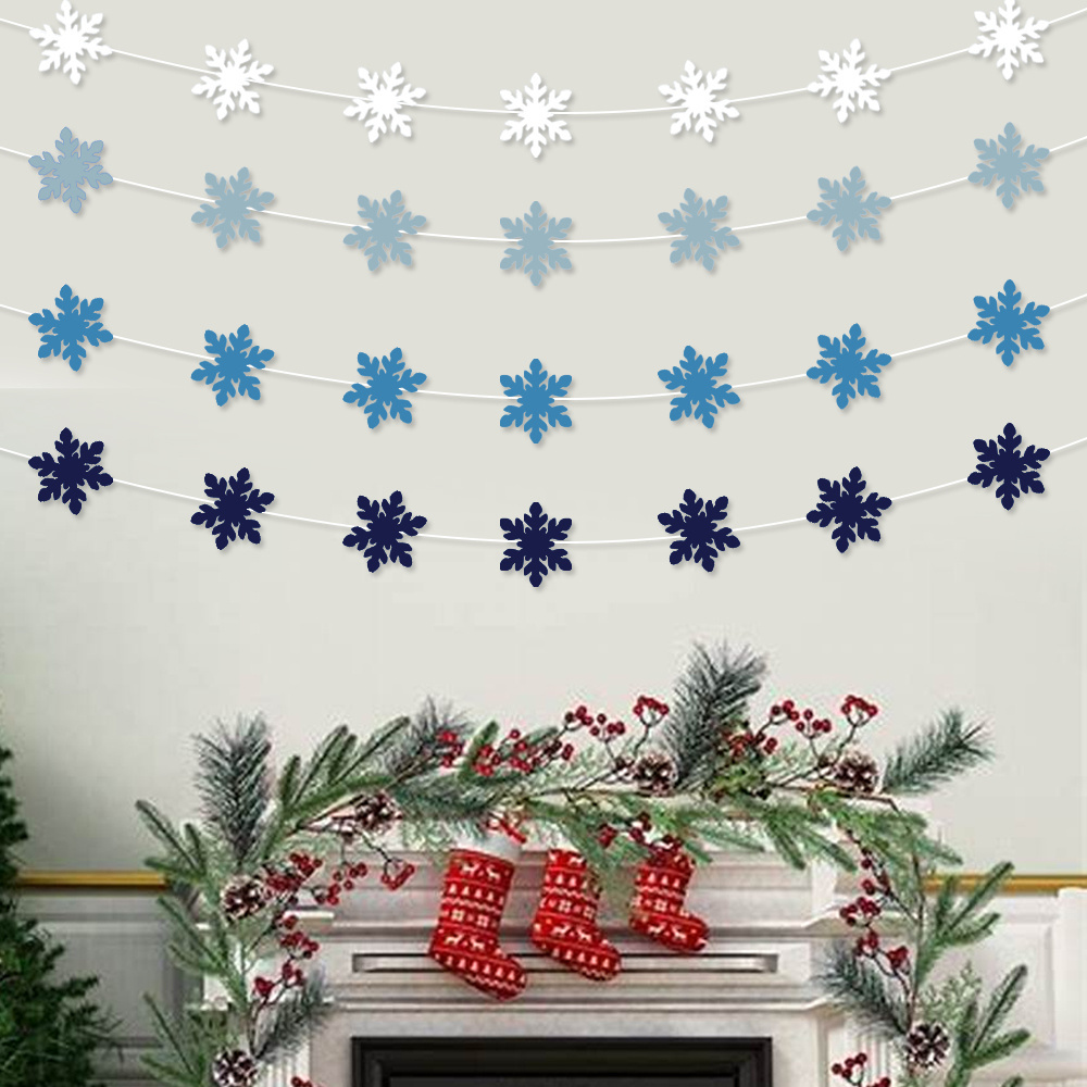 Wholesale Winter Snowflakes Shape Paper Garland for Baby Shower Party Decorations Christmas Holiday decor