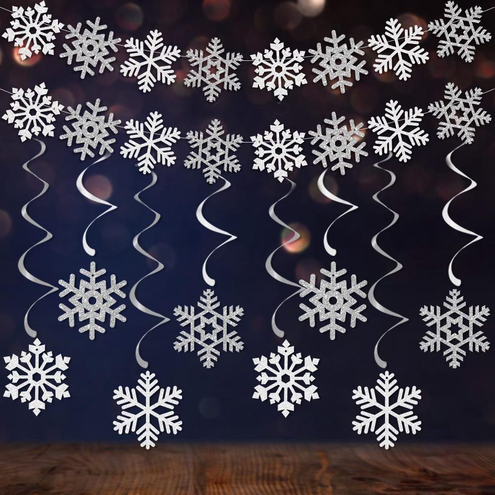 New product Winter theme hanging swirls Snow banner for Snowflake christmas Party Supplies Winter Wonderland Decorations