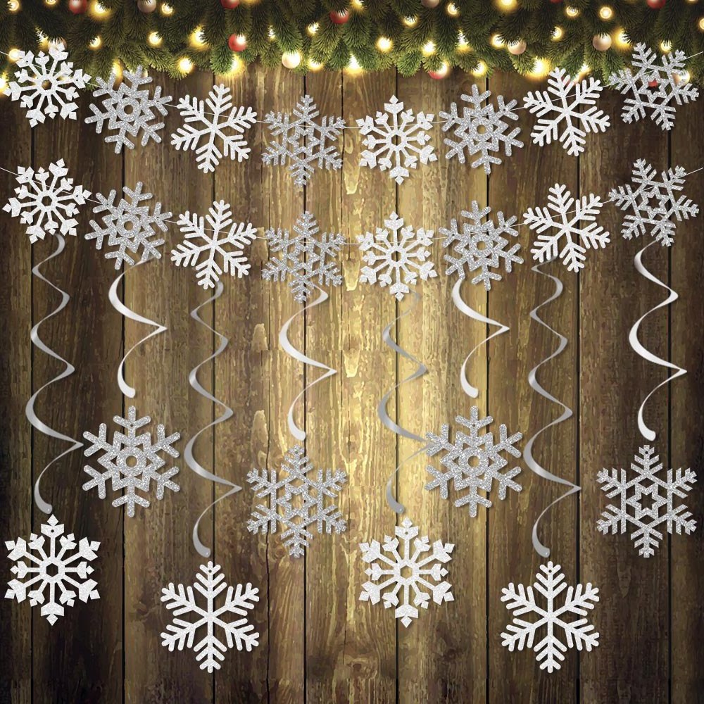 New product Winter theme hanging swirls Snow banner for Snowflake christmas Party Supplies Winter Wonderland Decorations