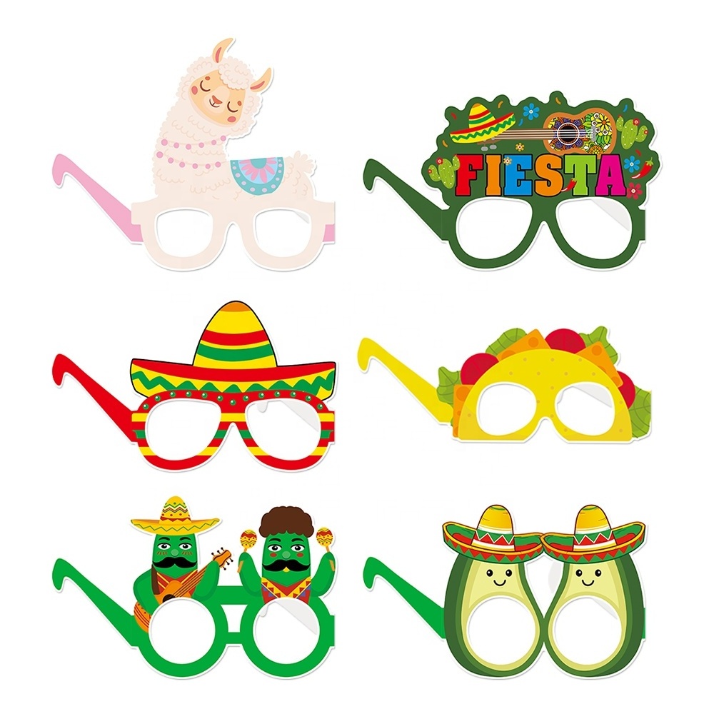 6pcs Fiesta Party Supplies Eyeglasses Mexican Themed Glasses Frame for Fun Fiesta Party Decorations Photo props