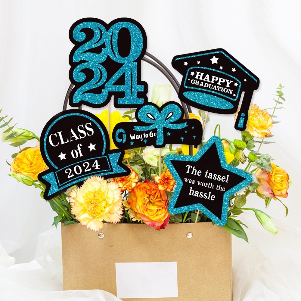 Hot Sale Paper Table Toppers 2024 Graduation Party Decoration Centerpiece Sticks Class of 2024 Grad Party Supplies Favor