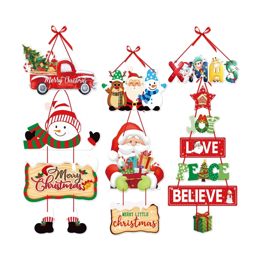 Christmas Decorations Merry Christmas Door Hanging Sign Porch Decor for Winter Christmas Birthday Party Favors