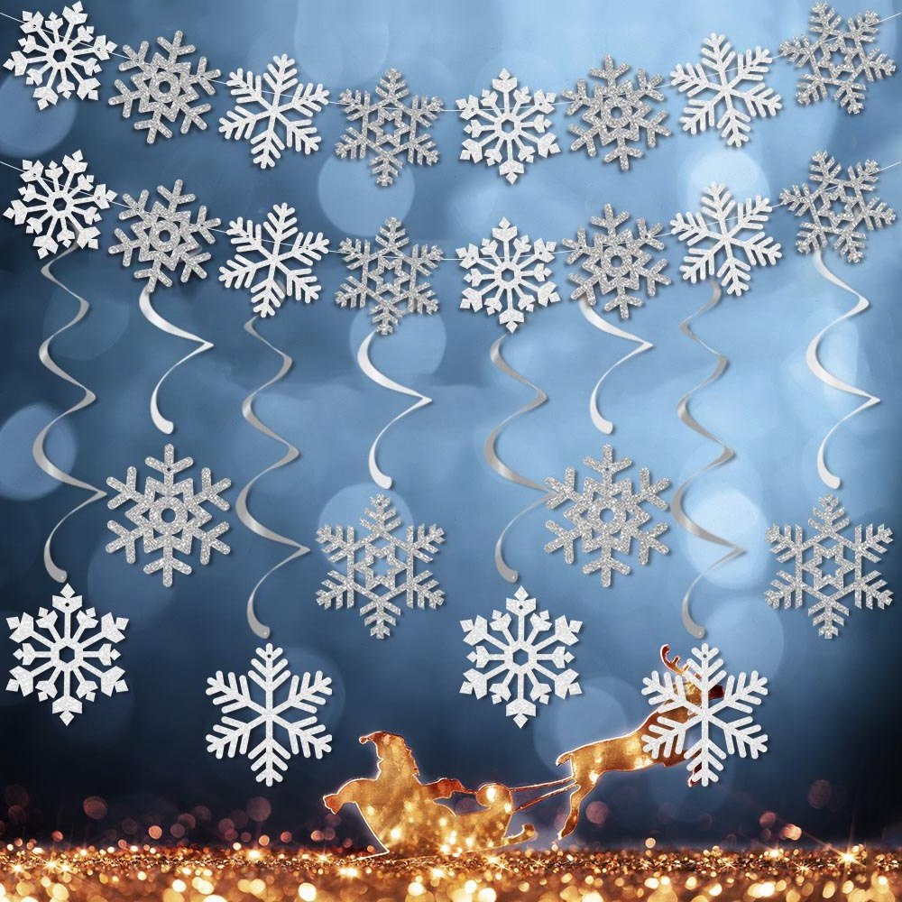 New product Winter theme hanging swirls Snow banner for Snowflake christmas Party Supplies Winter Wonderland Decorations