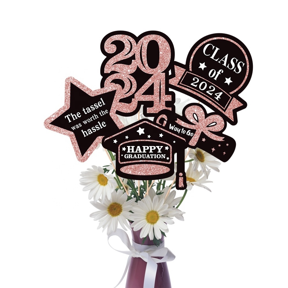 Hot Sale Paper Table Toppers 2024 Graduation Party Decoration Centerpiece Sticks Class of 2024 Grad Party Supplies Favor