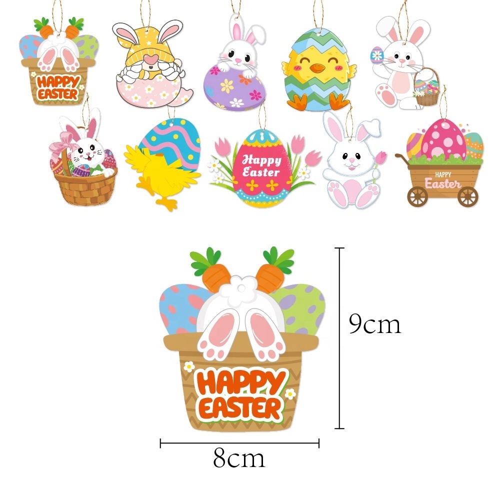 Happy Easter party Paper Hanging Ornaments Cute Holiday Decorations with Strings for Easter tree Party Home Classroom decor