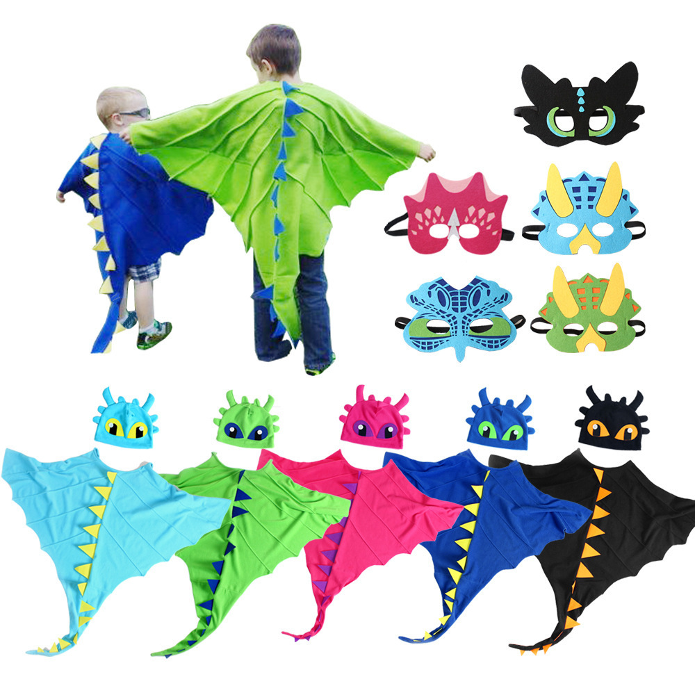 Halloween kids roleplay dress up party Anime Cosplay Dragon Costume Cloak with Hat Toothless Dragon Costume Cape