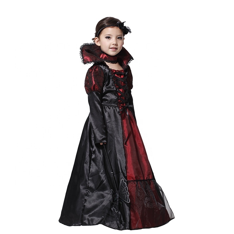 Girls Medieval Royal Gothic Vampire Queen Halloween Costume Vampiress Fancy Dress