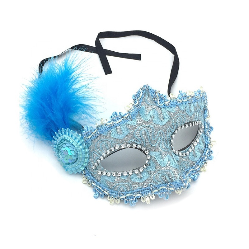 Fashion Venetian Face Mask Feather Decoration Women Masquerade Masks for Halloween