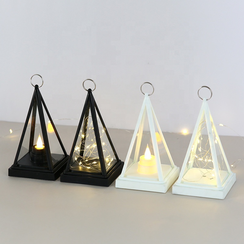 Hanging LED Candle Lights Decorative Triangle Wind Lamp with Battery for Garden Patio Yard Camping Christmas Holiday Decoration