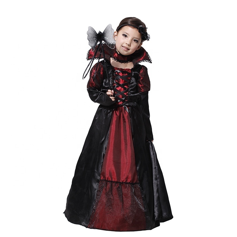 Girls Medieval Royal Gothic Vampire Queen Halloween Costume Vampiress Fancy Dress