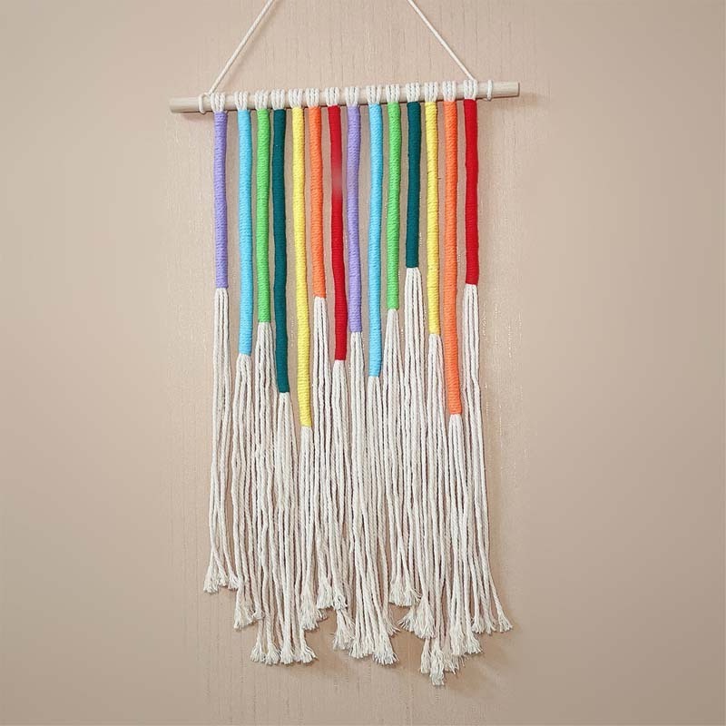 Rainbow Wall Hangings Hand-made Macrame diy cotton rope wall decor