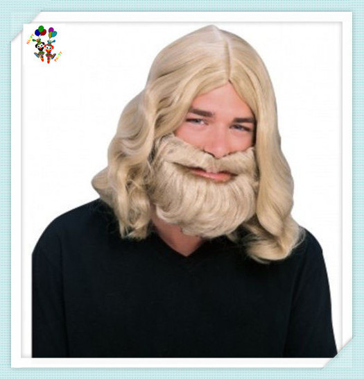 Cosplay Party Costume Biblical Jesus Wiseman Dress Up Man Adult Wigs and Beard HPC-1333