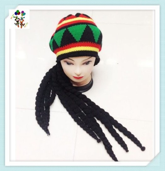 OEM Jamaican Rasta Rastafarian Funny Party Hats with Dreadlocks HPC-0205