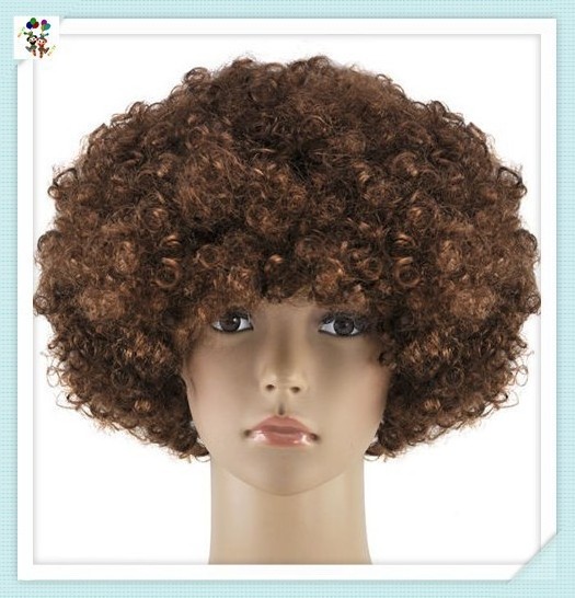 Hot Sale Sports Fan Crazy Party Cheap Colors Synthetic Afro Wigs Factory HPC-0001