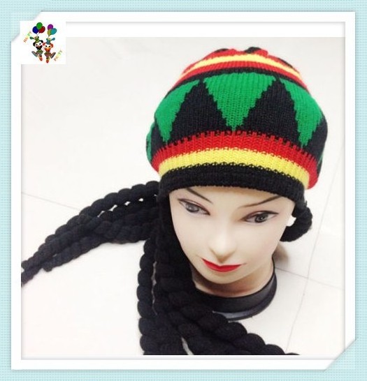 OEM Jamaican Rasta Rastafarian Funny Party Hats with Dreadlocks HPC-0205