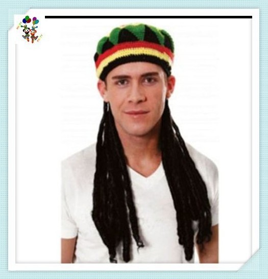 OEM Jamaican Rasta Rastafarian Funny Party Hats with Dreadlocks HPC-0205