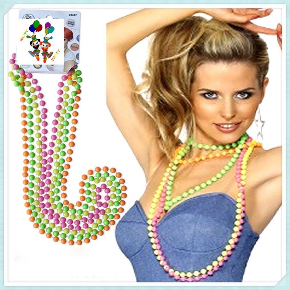 Cheap Ladies Fluorescent Fancy Dress Disco Mardi Gras Beads HPC-0985