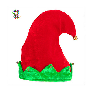 Red and Green Colors Velvet Santa Helper Adult Christmas Elf Ears Hats with Bell HPC-1820