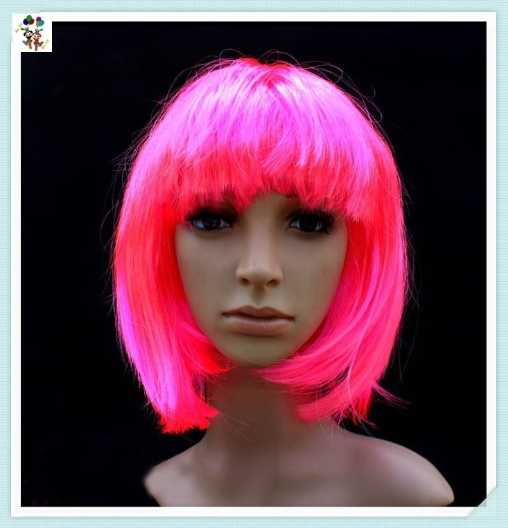 Hot Pink Cheap Short BOB Carnival Party Wholesale Synthetic Wigs HPC-0035