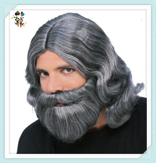 Jesus Wiseman Dress Up Halloween Party Costume Biblical Adult Wig and Beard HPC-1268