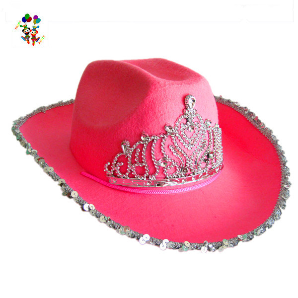 Party Country Adult Costume Pink Cowboy Hats with Tiara HPC-0288