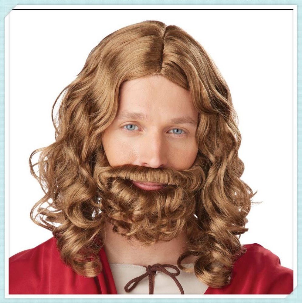 Cosplay Party Costume Biblical Jesus Wiseman Dress Up Man Adult Wigs and Beard HPC-1333