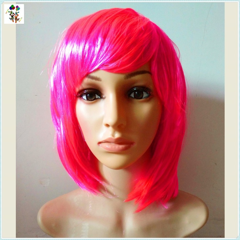 Hot Pink Cheap Short BOB Carnival Party Wholesale Synthetic Wigs HPC-0035