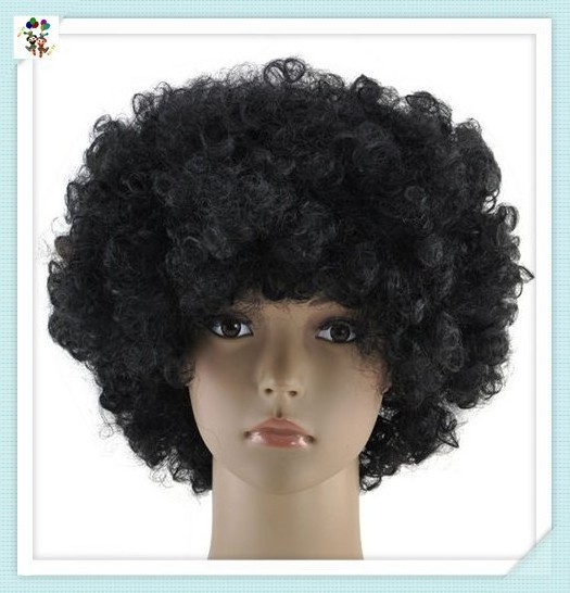 Hot Sale Sports Fan Crazy Party Cheap Colors Synthetic Afro Wigs Factory HPC-0001