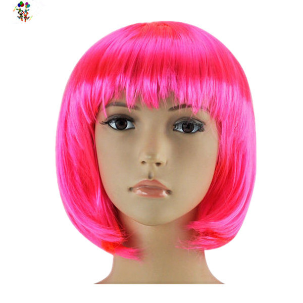 Hot Pink Cheap Short BOB Carnival Party Wholesale Synthetic Wigs HPC-0035