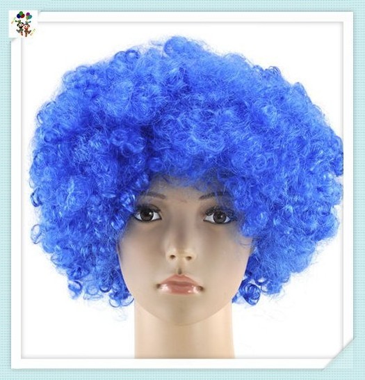 Hot Sale Sports Fan Crazy Party Cheap Colors Synthetic Afro Wigs Factory HPC-0001