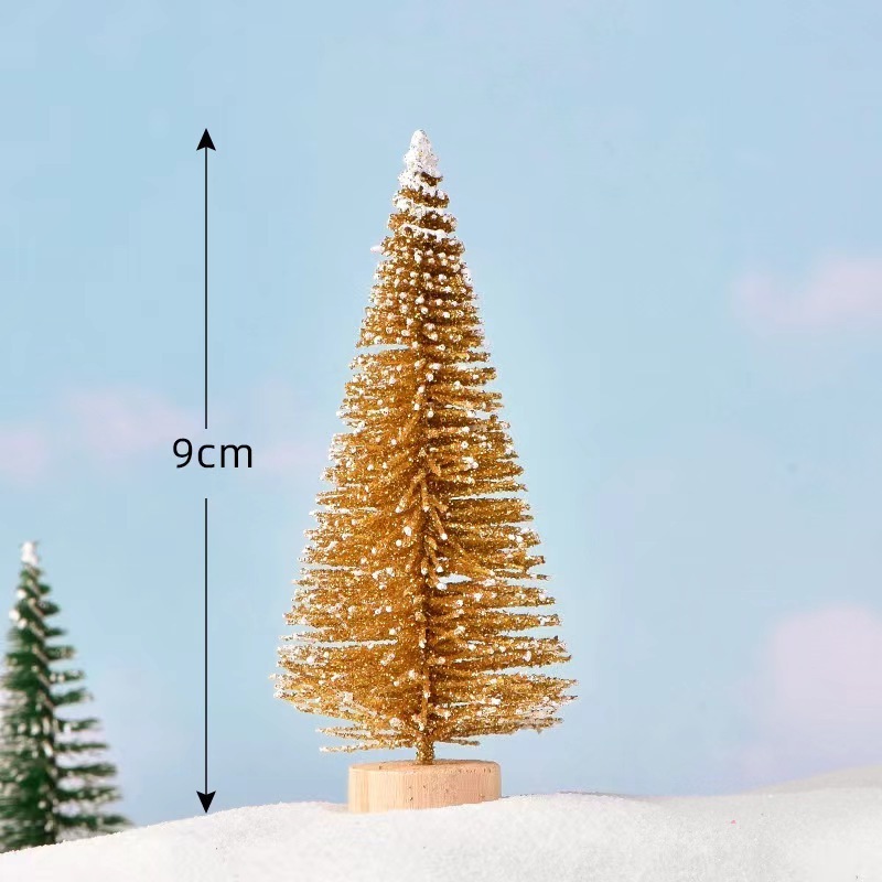 new arrival Christmas Decorations Green Branch Miniature Christmas Tree Stained With White Cedar cake decoration Christmas Tree