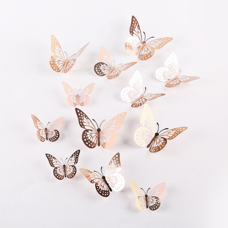 Hollow butterfly 3D hollow  metal butterfly wall decoration home living room three-dimensional butterfly decoration