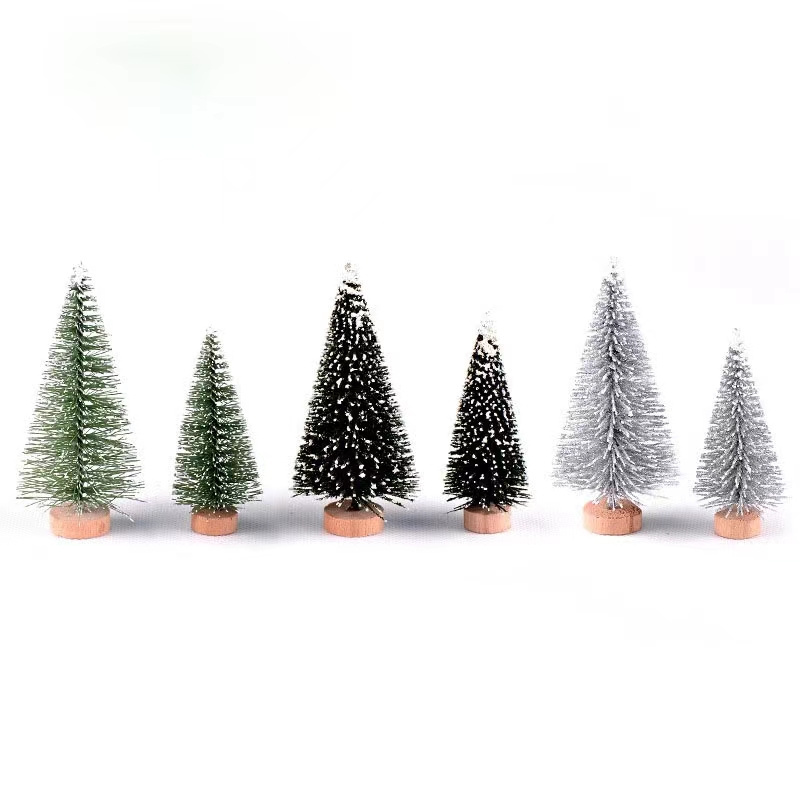 new arrival Christmas Decorations Green Branch Miniature Christmas Tree Stained With White Cedar cake decoration Christmas Tree