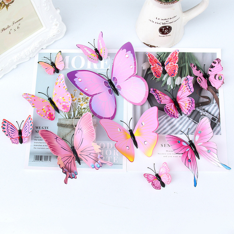 12 Pcs/pack Hot Sell Butterfly Cake Decoration Cake Topper for wedding supplies