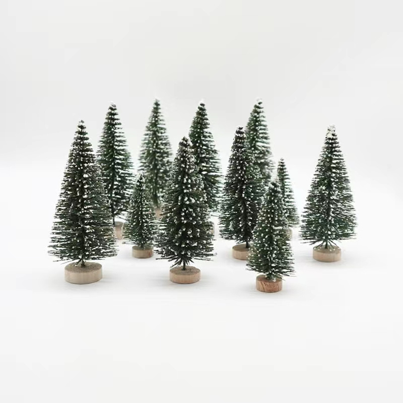 new arrival Christmas Decorations Green Branch Miniature Christmas Tree Stained With White Cedar cake decoration Christmas Tree