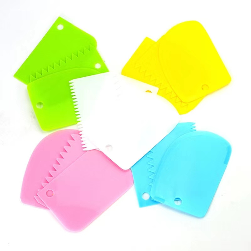 hot selling 3pcs/set plastic Multi-color Cake Cream Scraper for Cake Cream Smoother Dough Scraper Cake Tools