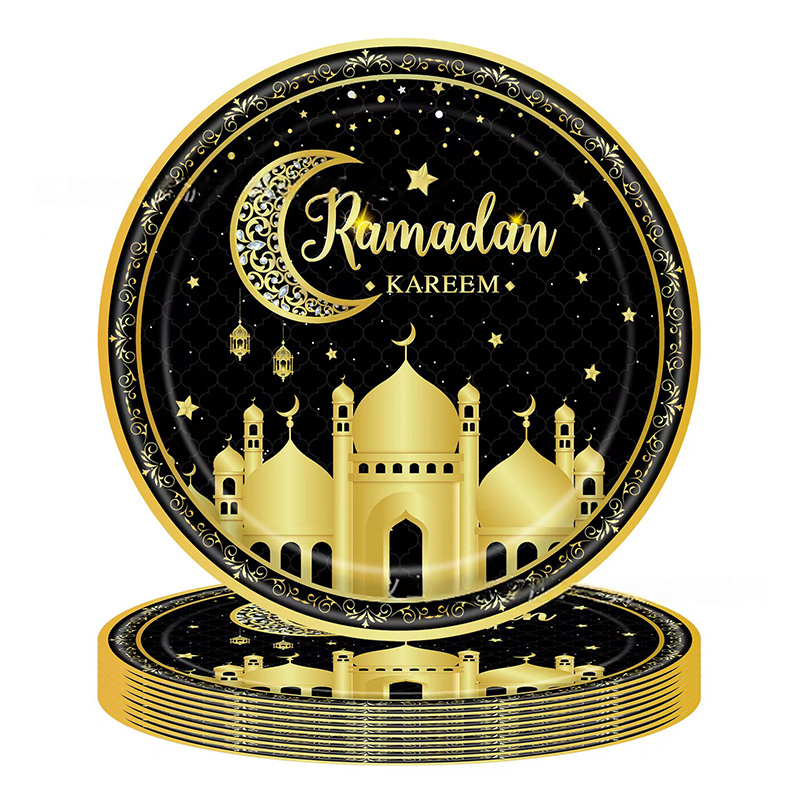 170PCS New Product Ideas 2024 Ramadan Decorations Theme Party Disposable Tableware Plates Cups Napkins Tablecloth Party