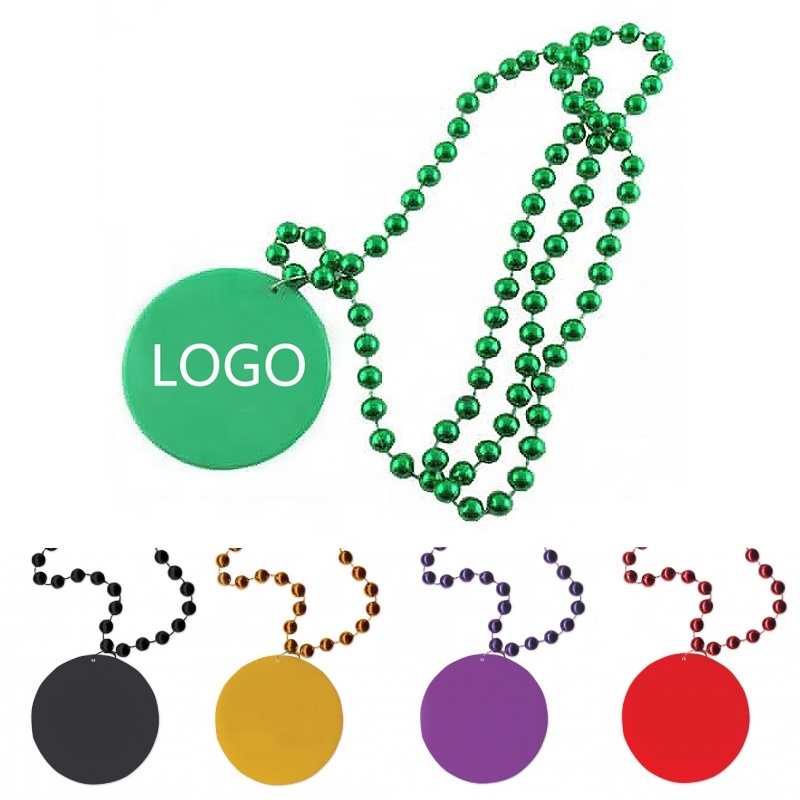 Custom LOGO Necklaces For Carnival Party  Plastic Electroplating Necklace St. Patrick's Day  Mardi Gras Beads Accessory