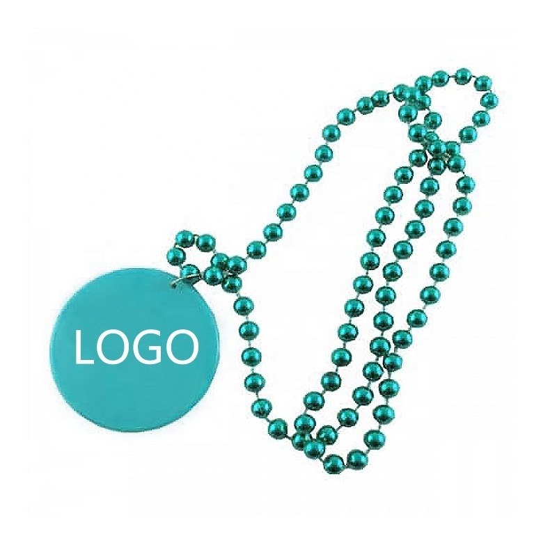 Custom LOGO Necklaces For Carnival Party  Plastic Electroplating Necklace St. Patrick's Day  Mardi Gras Beads Accessory