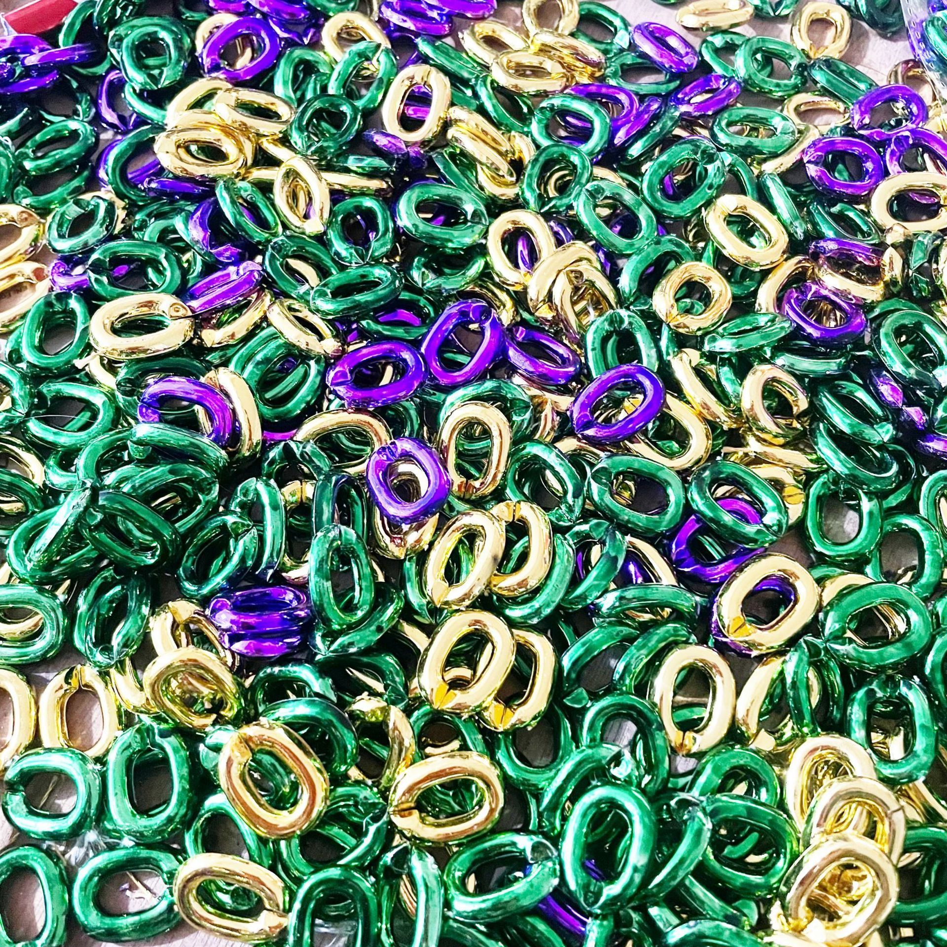 84CM Big Mardi Gras Beads Purple Green Gold Jumbo Chain Link Necklace Halloween Events Carnival Party Supplies  SP-3