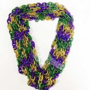 84CM Big Mardi Gras Beads Purple Green Gold Jumbo Chain Link Necklace Halloween Events Carnival Party Supplies  SP-3