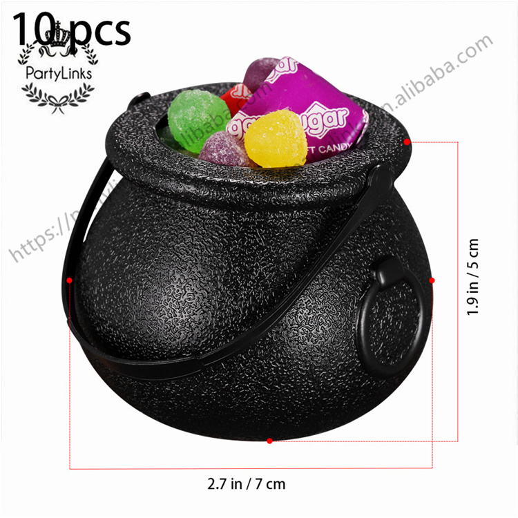 5x7cm Halloween Candy Bucket Witch's Cauldron Trick or Treat Candy Pail Holder (Black)