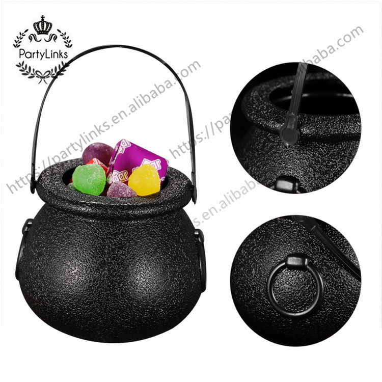 5x7cm Halloween Candy Bucket Witch's Cauldron Trick or Treat Candy Pail Holder (Black)