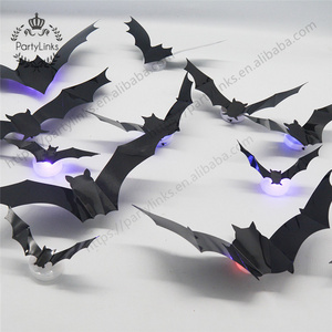 Halloween Decoration LED Bats Light Wall Decor - 3D Halloween Decor Bats Sticker Light, 12 Sizes Waterproof PVC Bat Stickers