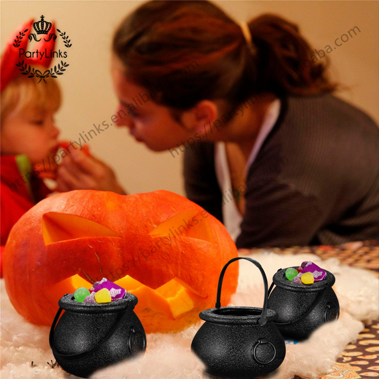 5x7cm Halloween Candy Bucket Witch's Cauldron Trick or Treat Candy Pail Holder (Black)