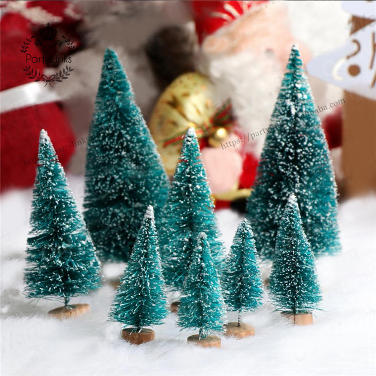 DIY Small Christmas Tree Pine Tree Mini Sisal Bottle Brush Christmas Tree Santa Snow Frost Village House