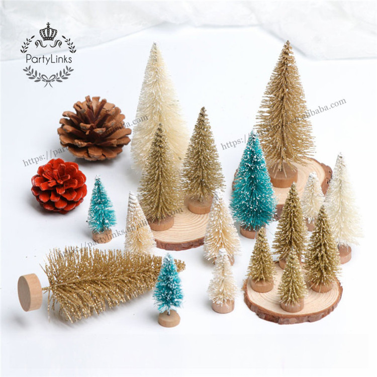 DIY Small Christmas Tree Pine Tree Mini Sisal Bottle Brush Christmas Tree Santa Snow Frost Village House