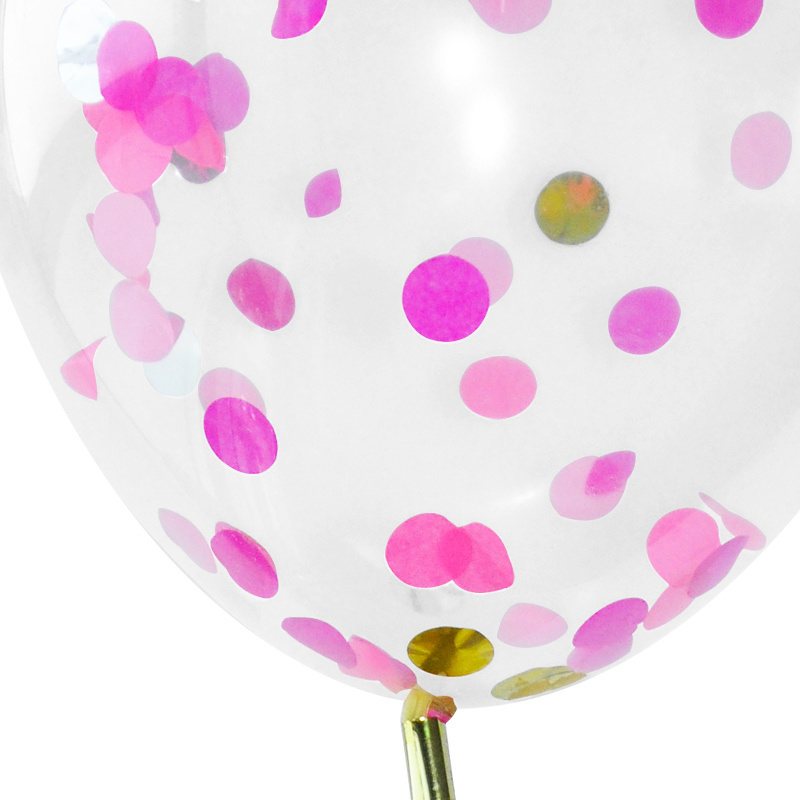 624002  Pink gold confetti clear balloon 12 inch for   Birthday Wedding Party event decoration Bobo clear balloon