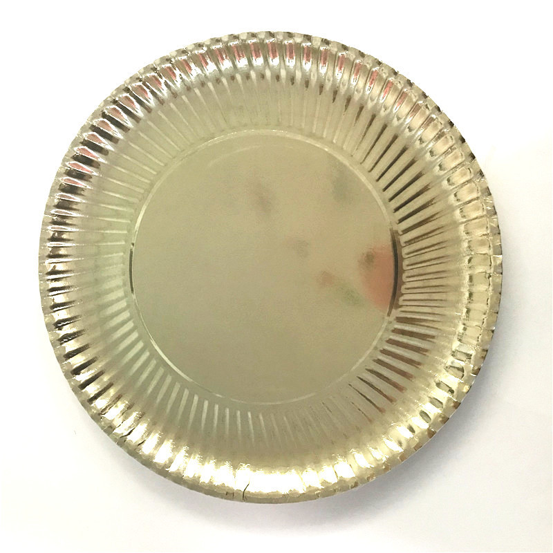 Large Foil Silver / Gold Round Party Paper Plates Tableware