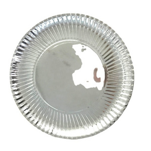 Large Foil Silver / Gold Round Party Paper Plates Tableware